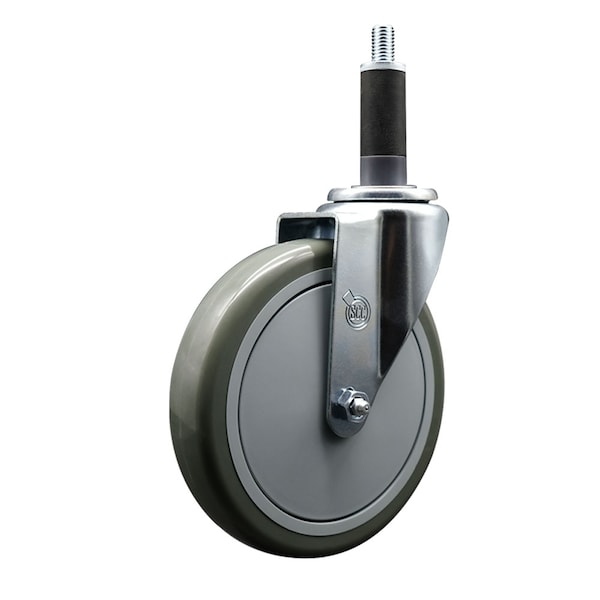 6'' Gray Poly Wheel Swivel 1'' Expanding Stem Caster